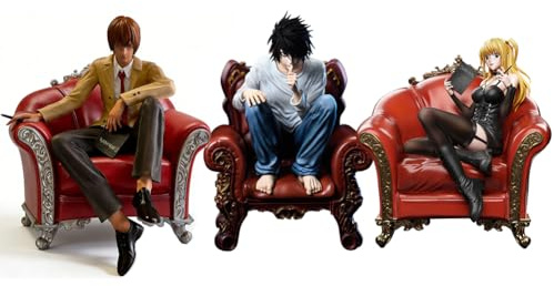 Zhongkaihua 3 st anime-modell L/Amane-figur soffa sittande fortfarande tecknad karaktär ljus Yagami PVC-staty samlarobjekt skrivbordsprydnader gåvor