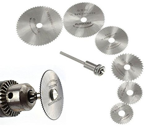 6PCS HSS Circular Saw Blades Mandrel Rotary Tool Set Fits Dremel Drills Rotary Cutting Blade