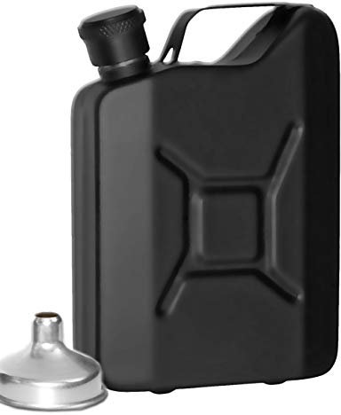 OUTDOOR SAXX Flachmann im Benzinkanister-Design, Edelstahl, 150 ml, schwarz, inkl. Trichter