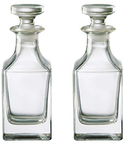 Dornberger Mini Square Decanter Set - 2 x 150 ml - Glass with Stopper - Stephanie Range - Classy Modern Wine Decanter