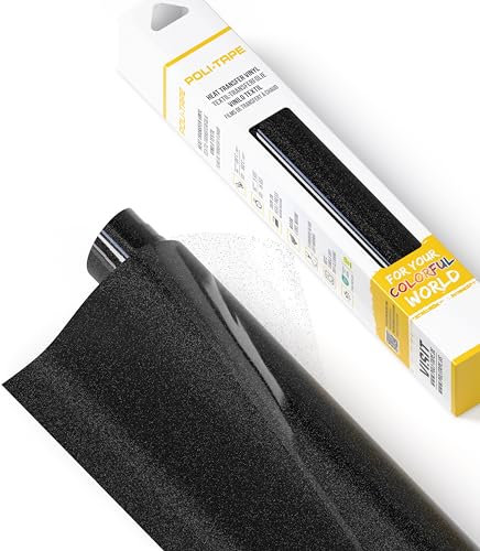 POLI-FLEX® PEARL GLITTER® - Glitzerfolie für Textilien – Flexfolie mit Glitter-Effekt zum Aufbügeln, Plotterfolie für DIY Shirts, Schwarz, 30,5 cm x 61 cm