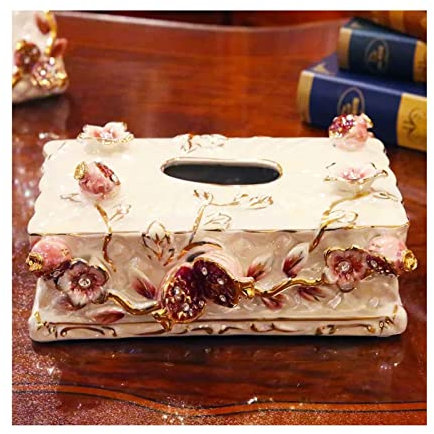 Multifunktionaler Tissue-Box-Halter Taschentuchbox-Abdeckung, chinesische Vintage-Keramik, handbemalt, dekorative Taschentuch-Aufbewahrungsbox, Wohnzimmer, Schlafzimmer, Büro, Desktop-Dekor, Taschentu