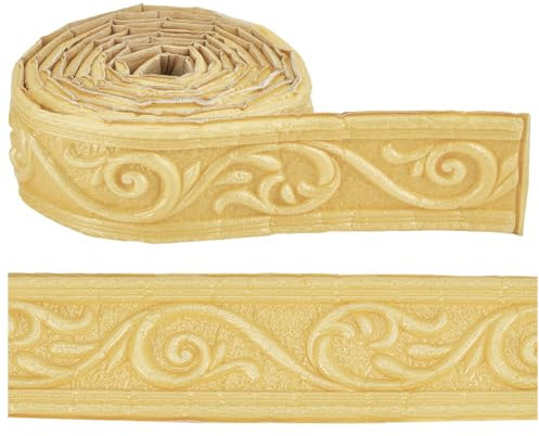 CRASPIRE Moldura de Corona de 7.38 pie X 1.97 pulgadas Despegable Y Adherible Borde de Espuma Flexible Color Beige Borde de Papel Tapiz Autoadhesivo Borde de Pared Decorativo Adhesivo 3D Borde