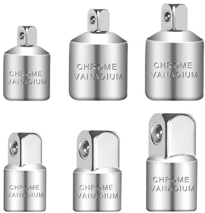 Parthan 6 Stück Adapter Set für Stecknüsse, 1/2 zu 1/4,1/2 zu 3/8,1/4 zu 3/8,1/4 zu 1/2, 3/8 zu 1/2, 3/8 zu 1/4, Adapter-Set für Ratschen, Chromoberfläche, präzise Verarbeitung