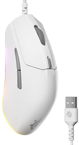 SteelSeries Rival 3 Gen 2 ratón Gaming - Sensor óptico TrueMove Core de 8500 dpi - Durabilidad de 60 M de clics - Baja latencia - 77g de Peso - Deslizadores 100% PTFE - RGB - Blanco