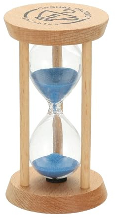 PATIKIL 5 Minutes Sand Timer, 1 Pcs Wooden Sand Watch High Glass Sandglass Timer for Living Room Home Office Restaurant Decoration, Blue