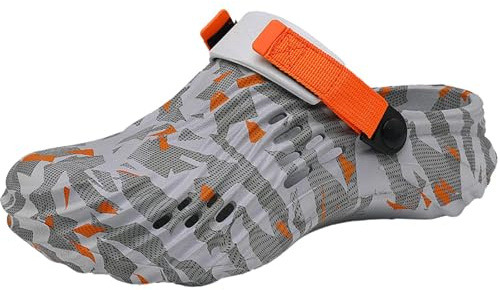FRTUBOP Zoccoli da uomo – Scarpe da giardino antiscivolo e impermeabili – Pantofole da giardino leggere e traspiranti per lavoro, spiaggia e doccia, Colore: arancione., 45 EU