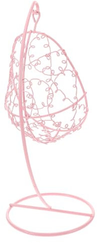 Vaguelly Miniature Hanging Hammock Chair Model Metal Swing for Bedroom Indoor Dollhouse Decoration Pink Mini House Swing for Garden and Room Accent