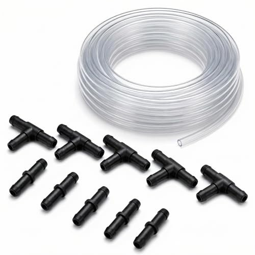 QWORK® Tuyau d'Aquarium 10M (Diamètre 4 mm/6 mm) avec 10 Connecteurs 2 et 3 Voies