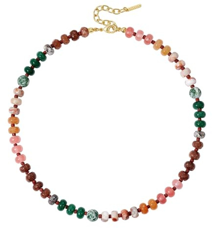 KissYan Beaded Necklaces for Women, Gemstone Bead Boho Choker, Natural Stone Handmade Fashion Autumn Winter Jewelry Gifts Autumn Leaves