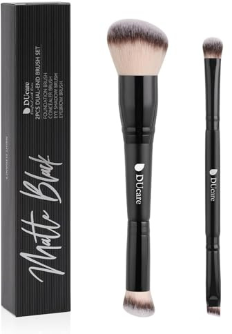 DUcare Foundation Pinsel - Dual Head Contour Bronzing Makeup Pinsel, Dual Head Self Tanning Makeup Brush zum Verblenden von Foundation, Concealer, Cremes und Make-up (Schwarz2)