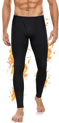 BENNIES Collant Thermique Homme Pantalon Thermique Hiver sous Vetement Legging Polaire Chaud Chauffant Caleçon Long Bas Thermiques Pantalon de Ski Sport Noir 3XL