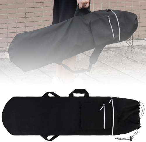 Tobefore Heavy-Duty Skateboard Backpack, Water Resistant 41 Longboard Carry Bag with Adjustable Padded Shoulder Straps, Drawstring Closure & Front Pocket for Skate Tools & Gear – Black
