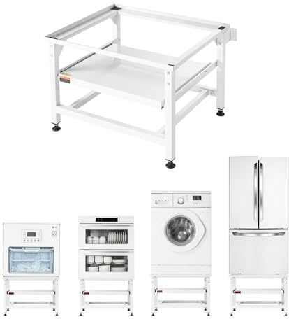VEVOR Piedistallo per Lavatrice Asciugatrice Altezza 410 mm Carico max. 318 kg con Vassoio Estraibile Piedini Antiscivolo, Base Universale per Lavatrice Asciugatrice in Acciaio Laminato a Freddo SPCC