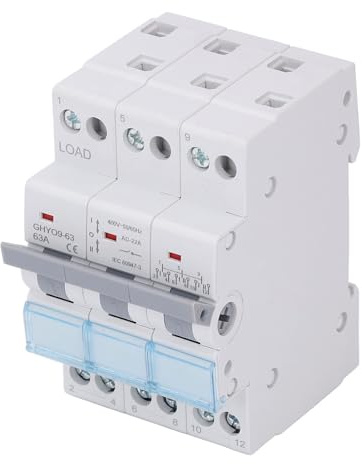Demeras Interruttore di Conversione Manuale, Interruttore di Trasferimento di Doppia Potenza 3P 63A 400V Commutazione Flessibile per Generatore