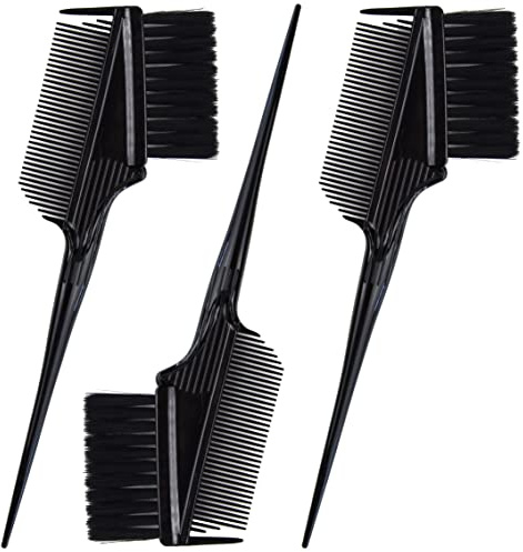 Emperor Hair Dye Brushes - 3 Angled Tint Applicators With Integrated Combs - Root Touch Up and Color Brush for Salon (Black)