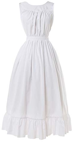 White Vintage Maid Ruffle Apron for Women Colonial Pioneer Peasant Apron Pinafore Adjustable Kitchen Gift M