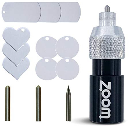Brother ScanNCut 3-in-1 Etching/Engraving Tool - Precision, Regular, and Blunt Engraving Tips with Heart, Dog Tag, and Circle Stamping Blanks for Brother Scan and Cut Machines- by Zoom Precision