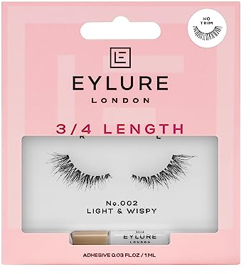 Eylure 3/4 Länge Nr. 002 Künstliche Wimpern Wiederverwendbar mit Kleber