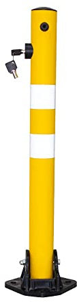 Berry Reflective Parking Barrier - Yellow | 65CM Easy Operate Anti Manual Lock | Plastic Anti Parking Bollard | Screw Fixing Parking Barrier Post with Key Lock (1)