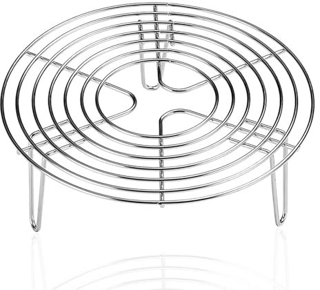 EEEE Edelstahl Runde Steamer Rack, Edelstahl Runde Steamer Rack, Edelstahl Einlegerost Kochständer, Dampfgarer Einsatz Kuchenrost, Rund Dämpfen Rack, zum Backen, Kochen, Braten (20 x 7cm)