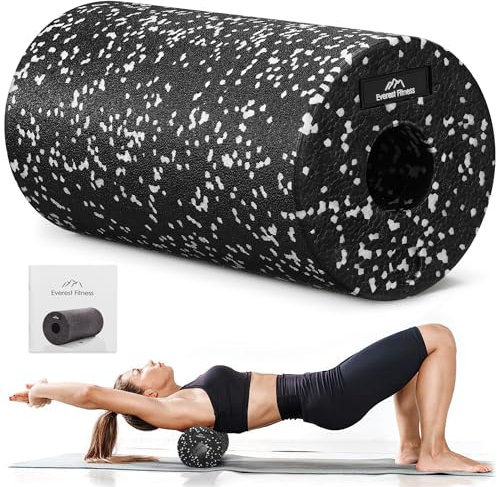 EVEREST FITNESS Faszienrolle 30 cm mittel-hart in schwarz/weiß inkl. Booklet - Professionelle Faszien Rolle für Rücken und Wirbelsäule, Foam Roller, Massagerolle, Fitness Rolle, Yoga Massageroller