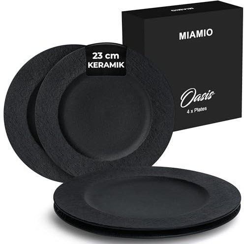 MIAMIO - 23 cm, 4er Set Speiseteller/Keramik-Teller Set, Geschirrset - moderne Teller, mikrowellen- und spülmaschinenfest - Oasis Kollektion
