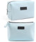 Kleine Kosmetiktasche MAANGE 2 Stück Make up Tasche Kleine Schminktasche mit Fächern Reise PU Leder Kosmetiktasche für Handtasche, wasserabweisend (Blau)