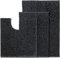 Chenille Bathroom Mat Sets 3 Piece, U-Shaped Contour Toilet Rug Bath Mat Set, Non Slip Soft Absorbent Bath Mats Home Decor Accessories, Bath Mat Sets for Bathroom (Dark Grey)