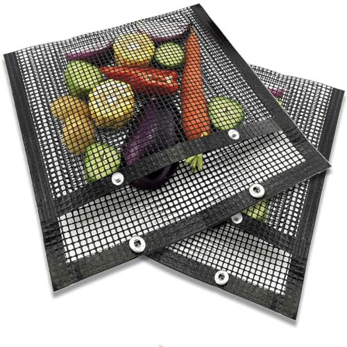 Bolsas de Malla BBQ de Antiadherente para Barbacoa - Bolsas Reutilizables para Barbacoas de Carbon, Resistentes al Calor y Antiadherentes, Set de 2