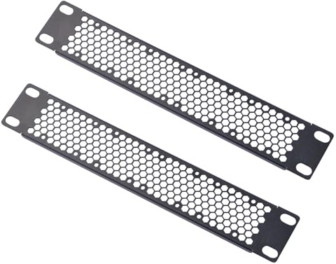 GeeekPi Vented 10 pulgadas 1U Panel de metal en blanco Montaje para escritorio RackMate T1/T0/T2 y 10 pulgadas Server Rack Oro Network Gabinete (2PCS)