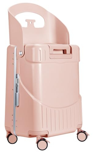 MRPLUM Valise à roulettes avec siège pour enfants et adultes avec ceinture de sécurité, valise de voyage à coque dure légère avec roulettes pivotantes et verrou TSA, 50 cm, 53cm x 34cm x 25cm, 35L