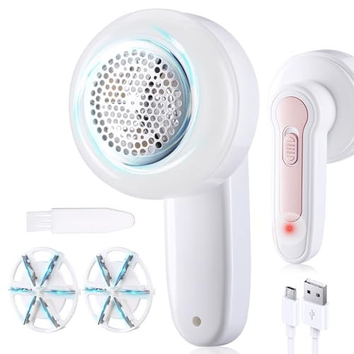 Rasoir Anti Bouloche Vetement, Rasoir Bouloche électrique avec 3 Lames et Câble USB, Portatif Rapide Rasoir Anti Peluche Vetement Appareil Anti Bouloche pour Vetement, Pulls, Meubles, Laine, Tapis
