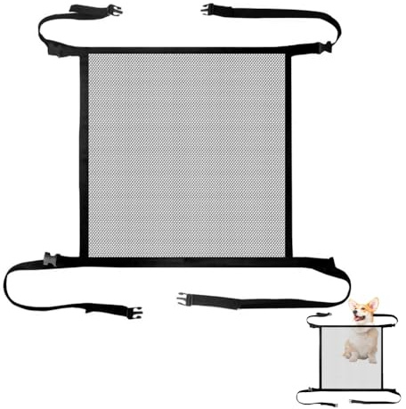 DONGKER Dog Car Net Barrier, Breathable Mesh Dog Car Divider with ABS Plastic Snap for Cars Headrest Rod