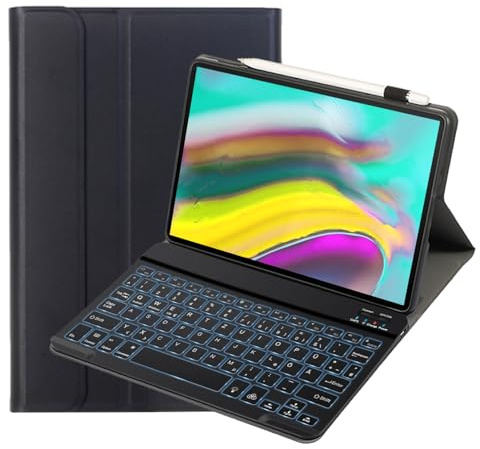 leleyo Tastatur Hülle für Samsung Galaxy Tab S5e 10,5 Hülle mit Tastatur 7 Farben Beleuchtung Magnetische Abnehmbare Deutsches QWERTZ Layout für Galaxy Tab S5e,Schwarz