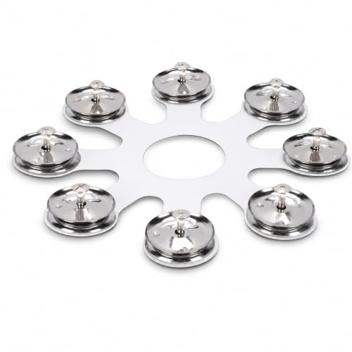 Elprico Monterbar Hihat Tambourine, Cymbal Ching Ring Tambourine Octopus Hi Hat Tambourine med 8 par Rostfritt Stål Jingle för Hi Hats Crashes Rider och Staplar