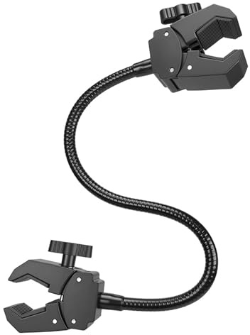 Morsetto a doppia U per fotografia con collo cigno flessibile per sostenere fotocamere, luci, microfoni in varie posizioni, supporto per morsetto regolabile regolabile, braccio flessibile