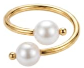Purelei Pearl Muse Bague en acier inoxydable plaqué or avec perles d'eau douce Taille réglable S/M et M/L Brillance naturelle