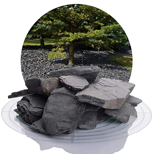 Schicker Mineral Schiefer Ziersplitt schwarz 40-70 mm 25 kg, Schiefersplitt aus Deutschland, Schieferbruch, farbechter Naturstein ideal zur Gartengestaltung und als Alternative zu Rindenmulch