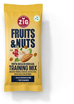 ZIG - Fruits & Nuts - Training mix 300g | Monoporzione di Anacardi, mandorle, uva sultanina, bacche di licia, semi di zucca | (10 bustine da 30g) Pack 100% compostabile