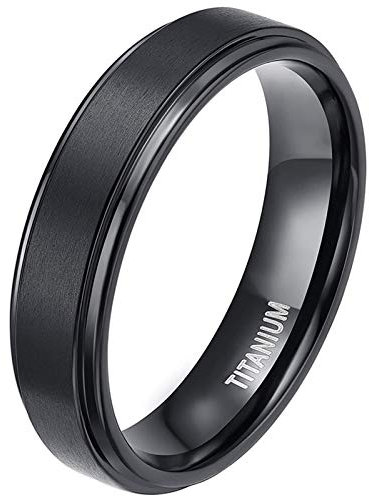 Zakk Ring Herren Damen Titan Verlobungsringe Eheringe Trauringe Schwarz Gebürstet 4mm 6mm 8mm(Schwarz-6mm, 57 (18.1))