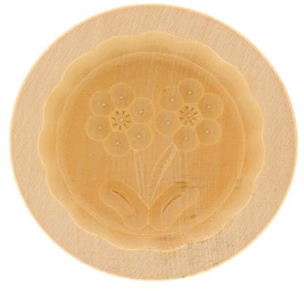 2X HOFMEISTER® Butterform, für 60 g Butter, 8 cm, Blume D, handgeschnitzt in Deutschland, Butter-Form zum Dekorieren, runde Sturz-Form, Butter-Model aus heimischem Ahorn-Holz