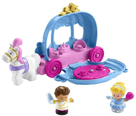 Fisher-Price Little People Disney Princesas Conjunto de Juego Carroza de Baile de Cenicienta con Figuras para Juegos de imitación, Juguete para niños y niñas a Partir de 18 Meses, HGP76