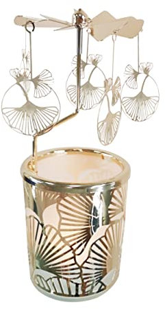 Kingnero Chandelier Rotatif Tournant Porte-Bougie à Thé - Moulin à Vent Décoratif en MÉTAL - Cadeau Original Femme, Maman, Enfant