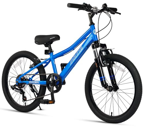 AVASTA 20'' Big Kids Mountain Bike for Age 6 7 8 9 10 11 12 Years Old Boys Girls Teen with Suspension Fork Front & Rear Dual Hand Brakes 6 Speeds Drivetrain, Blue