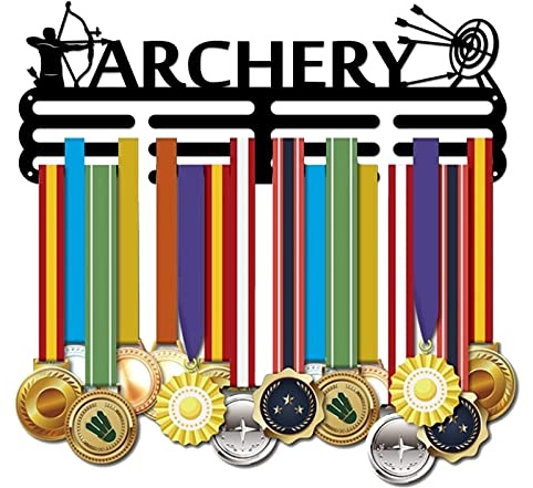 SUPERDANT Gancio per Medaglia con Arco e Freccia Ganci per Medaglia per Altra Medaglie Ganci A Parete in Ferro Nero per Porta Medaglie da Competizione
