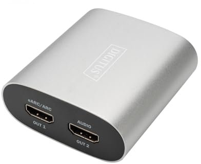 Digitus HDMI eARC Konverter/Extraktor, 0,5 m Micro USB-Kabel, Aluminumgehäuse, Grau