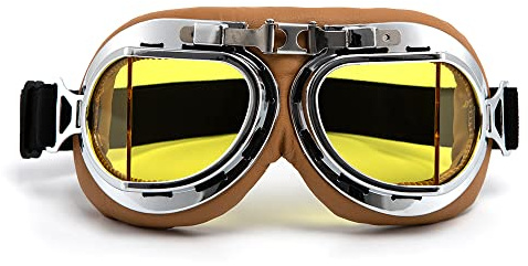 evomosa Occhiali da moto Vintage Antivento Prevenzione della sabbia Occhiali da moto antipolvere per uomini donne occhiali da equitazione. (Lente gialla)