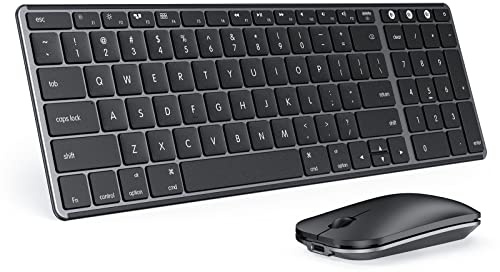 seenda Bluetooth Keyboard and Mouse Combo for Mac, SKM64-2 Rechargeable Slim Wireless Keyboard Mouse Compact, 3 Multi-Device Connection, Compatible for Mac, MacBook Pro/Air, iPad, Black Gray