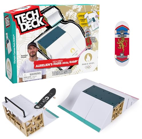 Tech Deck - Finger Skate - Park X-Connect Aurélien Giraud - Prodotto ufficiale con licenza Giochi Olimpici Parigi 2024 - Skatepark modulabile - Mini Skate Dito - Giocattolo per bambini - Gioco per
